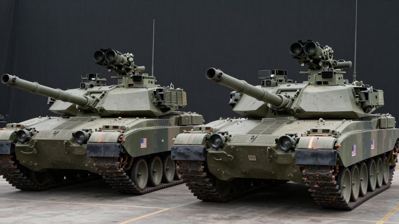 US Army tanks and IFVs with counter-drone turrets.