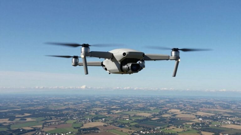 Drone capturing aerial footage of a landscape.