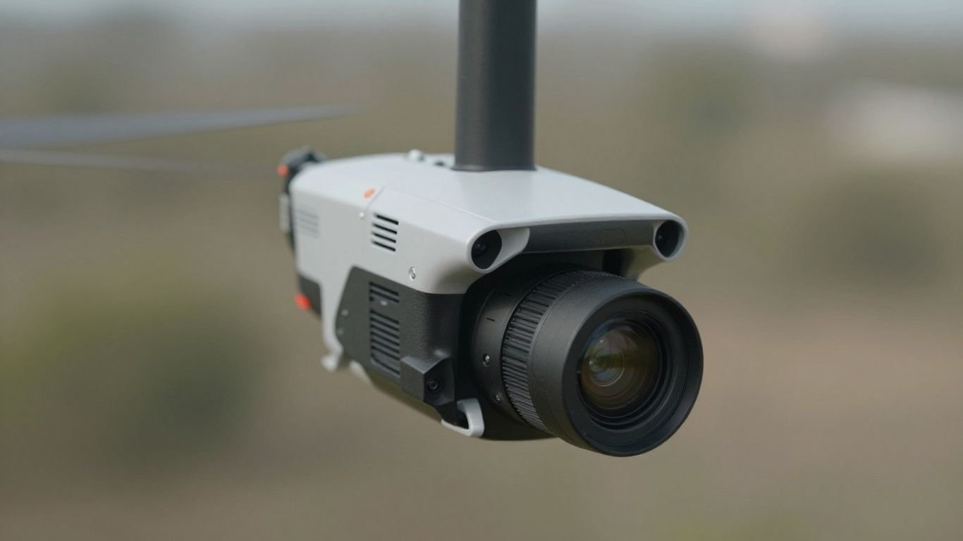 Thermal drone camera hovering, pointing down.