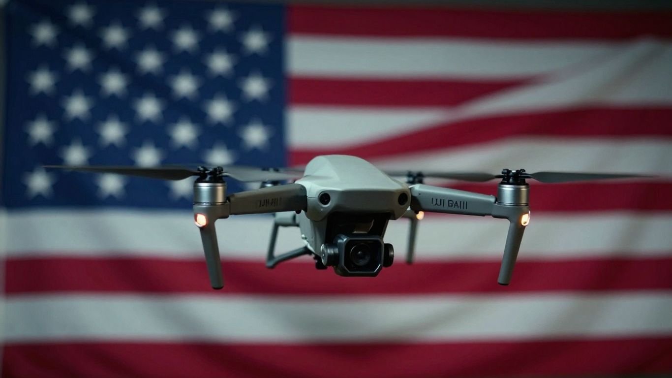 DJI drone and American flag